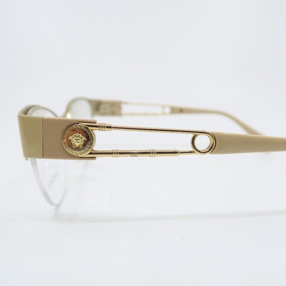 Versace Mod. 1278 1476 54mm Beige Metal Semi Rimless New Women's Eyeglasses. - Picture 6 of 9